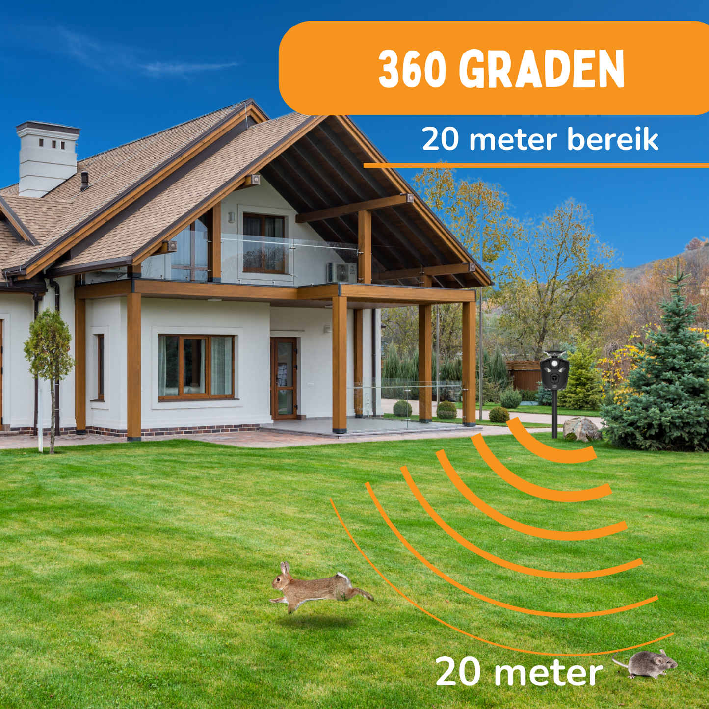 Ultrasone Kattenverjager en Mollenverjager Op Zonneenergie