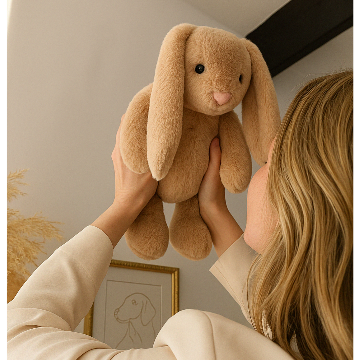 Verzwaringsknuffel 2Kg - Verzwaarde Knuffel - Coco Konijn - Weighted Stuffed Animal - Sensorisch Speelgoed - Voor Kinderen En Volwassenen - Bruin - Met Canvas Opbergtas
