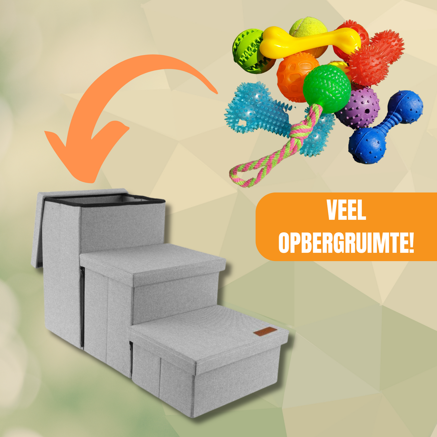 Hondentrap Stevig Model 2025 Met Opbergruimte - Trap Hond - tot 60 KG - Grijs