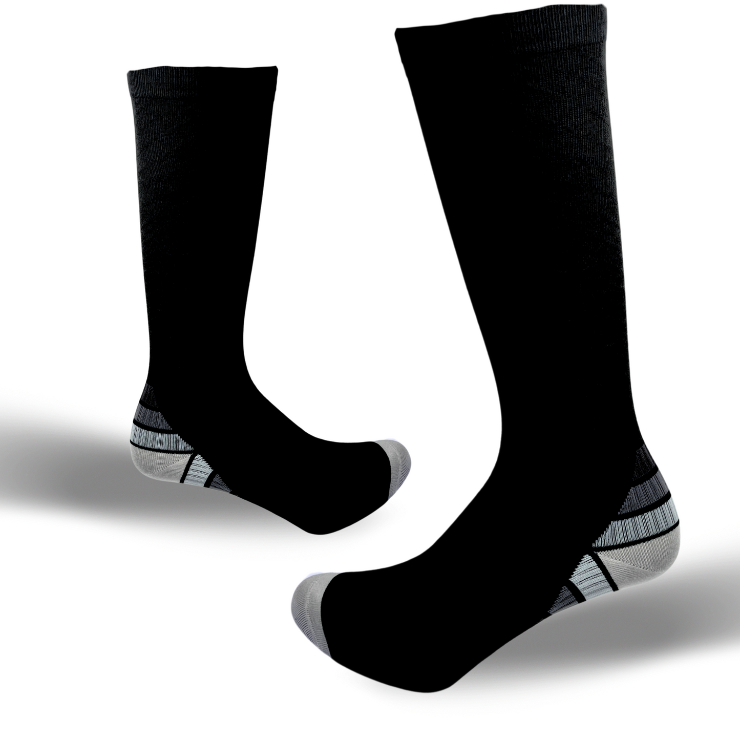 Compressiekousen - Premium Steunkousen – 1 Paar Zwart Grijs