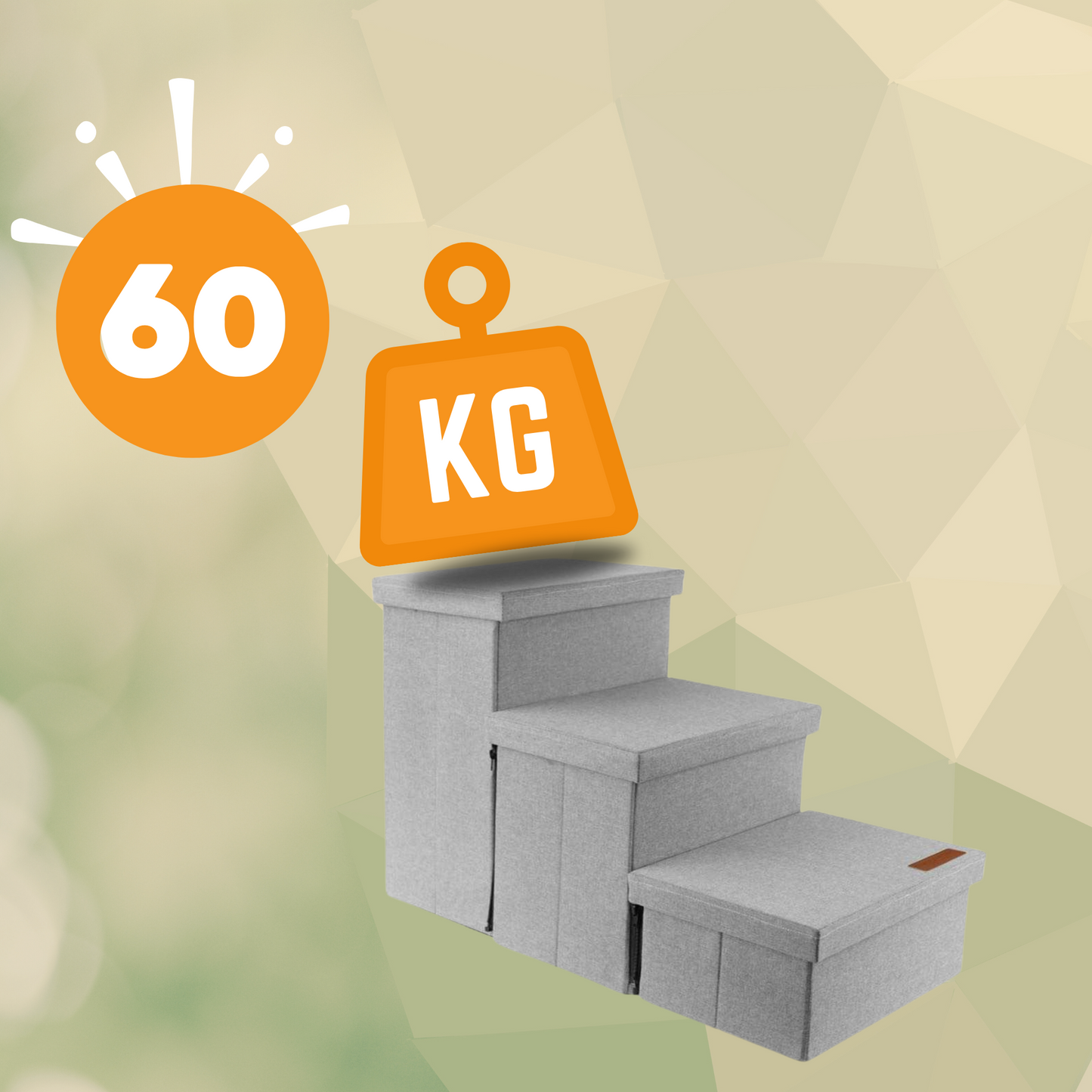 Hondentrap Stevig Model 2025 Met Opbergruimte - Trap Hond - tot 60 KG - Grijs