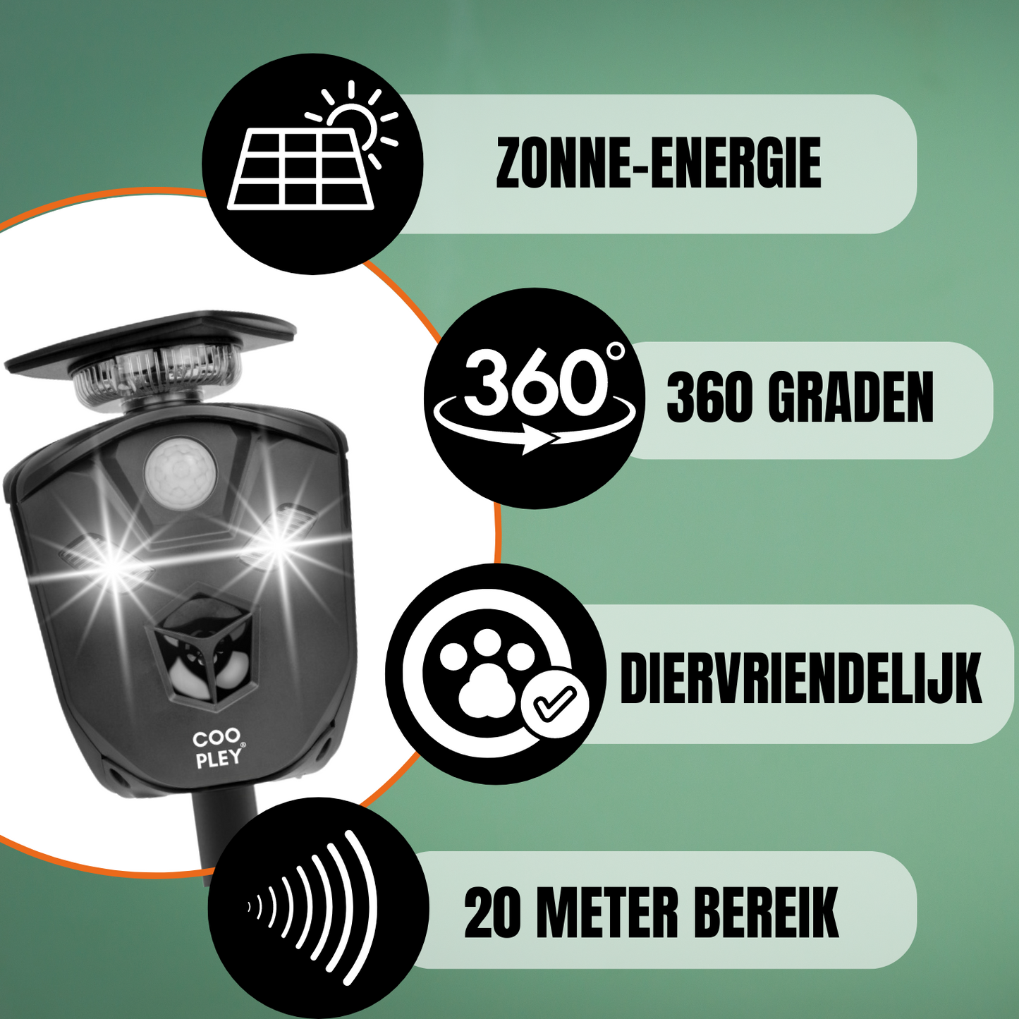 Ultrasone Kattenverjager en Mollenverjager Op Zonneenergie