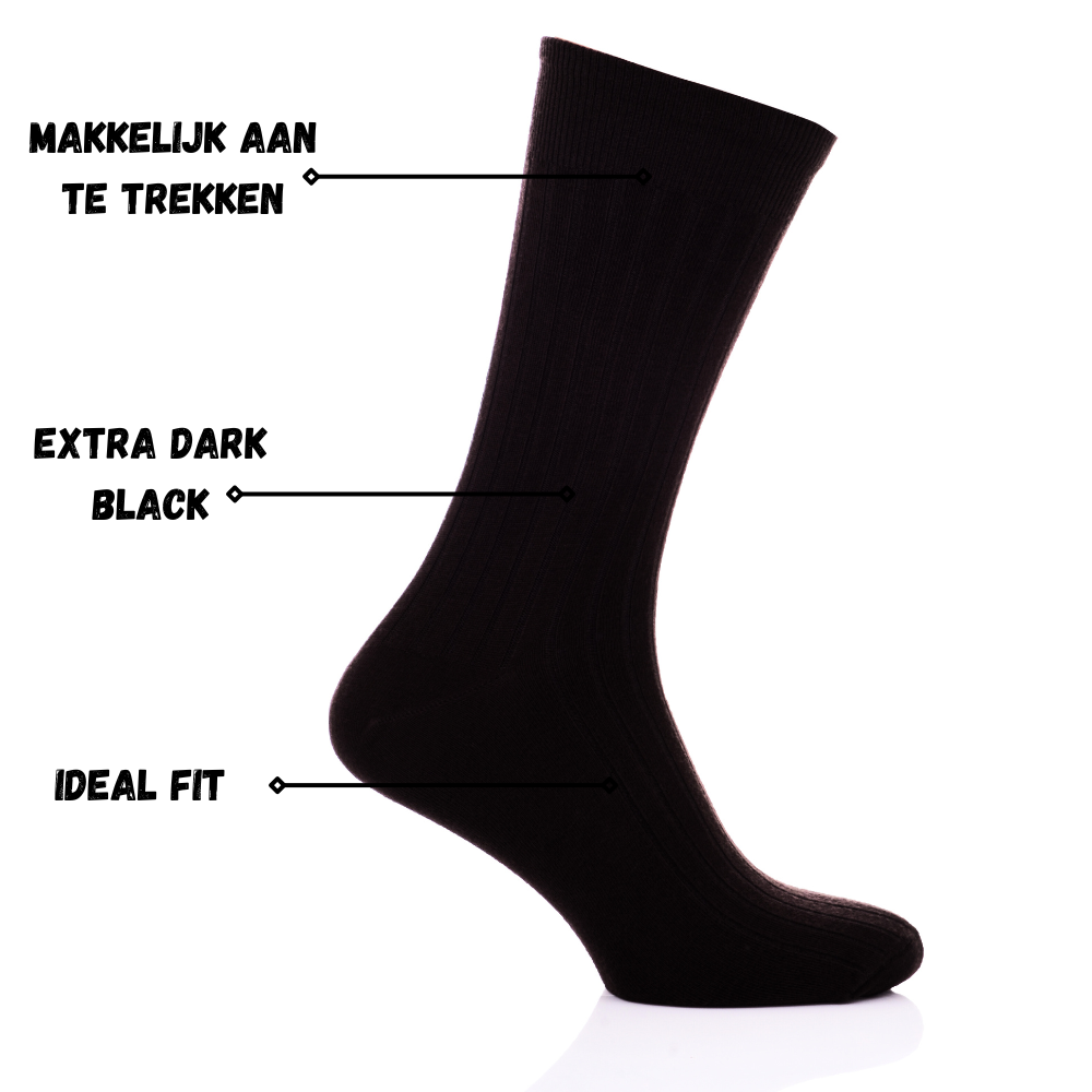 Bamboe FreshFit™ Sokken Zwart 3 Paar - Maat 41-46