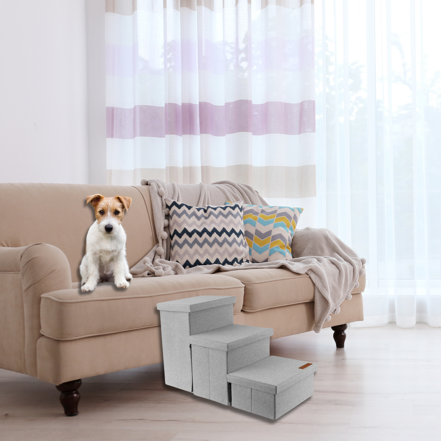 Hondentrap Stevig Model 2025 Met Opbergruimte - Trap Hond - tot 60 KG - Grijs