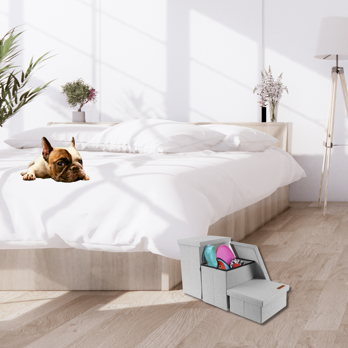 Hondentrap Stevig Model 2025 Met Opbergruimte - Trap Hond - tot 60 KG - Grijs