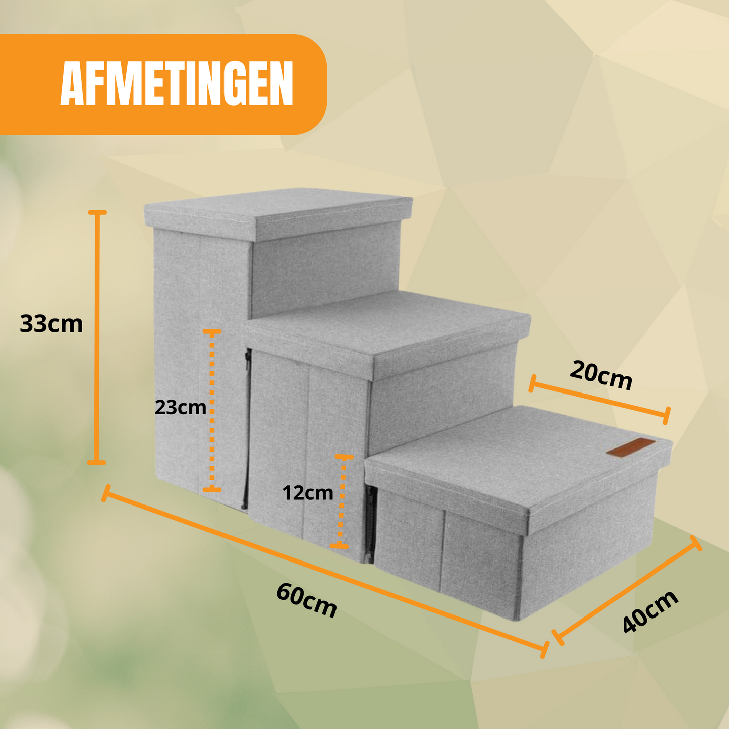 Hondentrap Stevig Model 2025 Met Opbergruimte - Trap Hond - tot 60 KG - Grijs