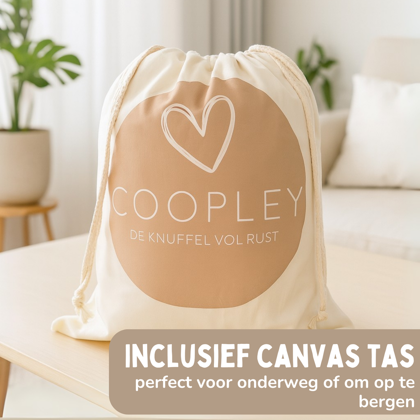 Coopley Verzwaringsknuffel 2Kg - Verzwaarde Knuffel - Andy Aapje - Weighted Stuffed Animal - Sensorisch Speelgoed - Voor Kinderen En Volwassenen - Bruin - Met Canvas Opbergtas