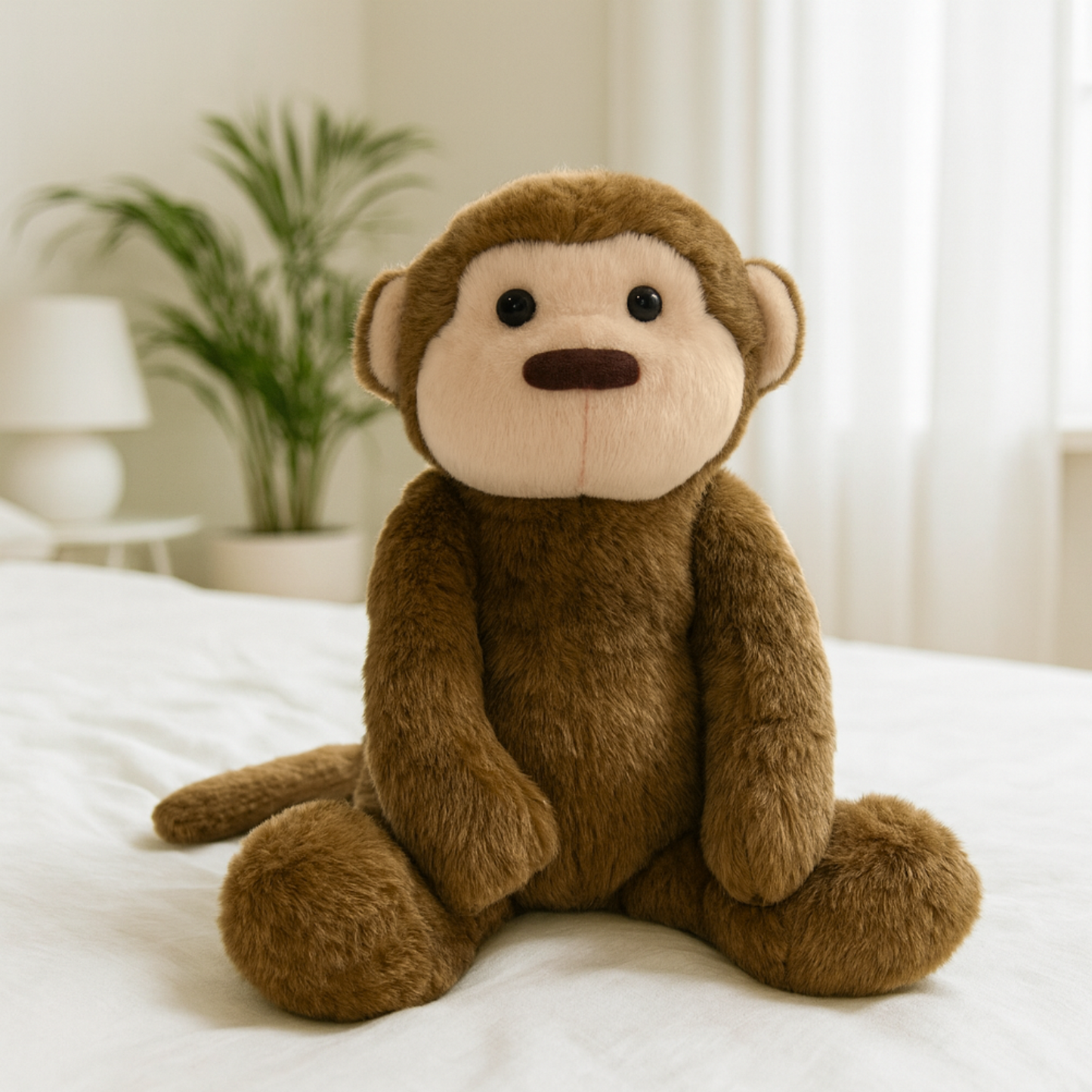 Coopley Verzwaringsknuffel 2Kg - Verzwaarde Knuffel - Andy Aapje - Weighted Stuffed Animal - Sensorisch Speelgoed - Voor Kinderen En Volwassenen - Bruin - Met Canvas Opbergtas