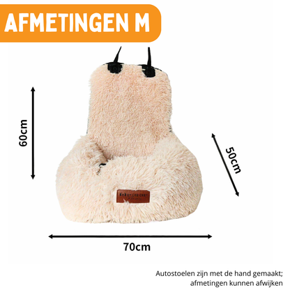 Autostoel Fluffy - De Ideale Hondenstoel Voor Onderweg - Beige M Achterbank