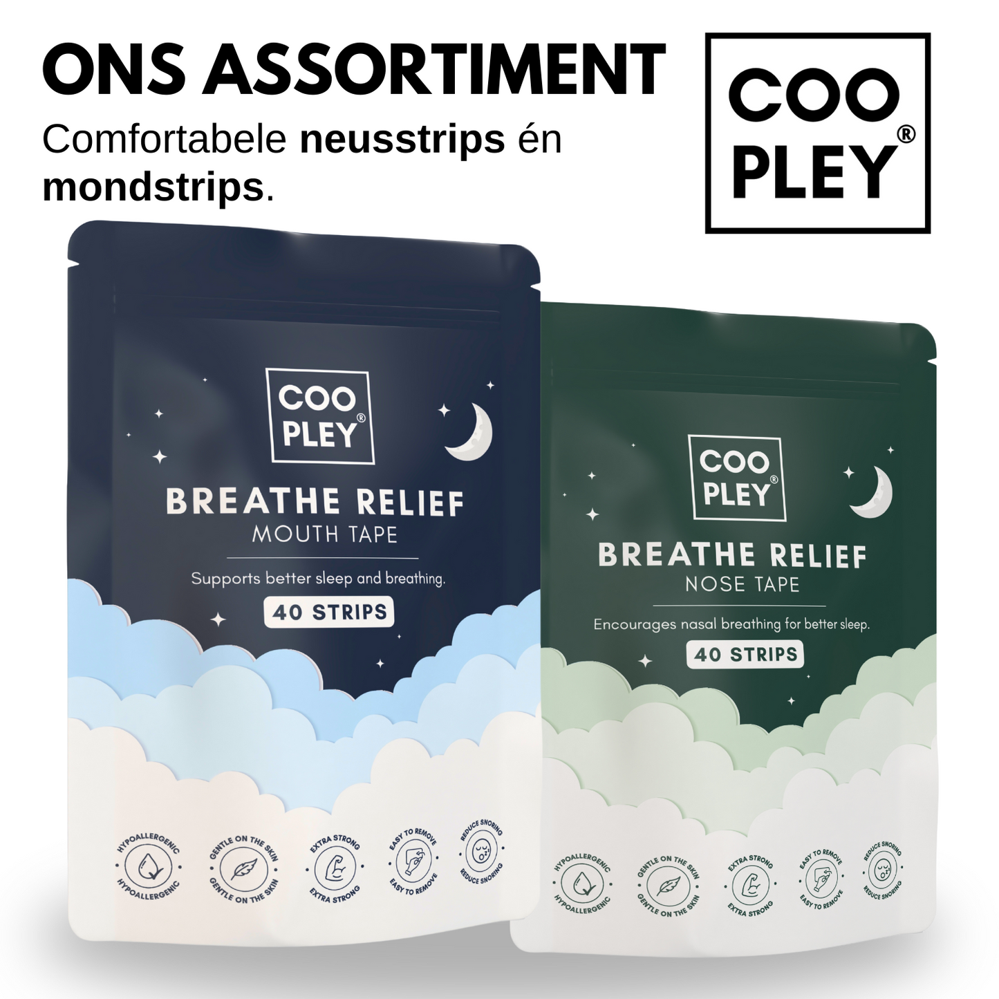 Anti Snurk Mondtape & Neusstrips  Hypoallergeen