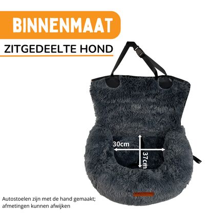 Autostoel Fluffy - De Ideale Hondenstoel Voor Onderweg - Donkergrijs S