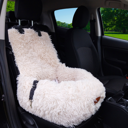 Autostoel Fluffy - De Ideale Hondenstoel Voor Onderweg - Beige S