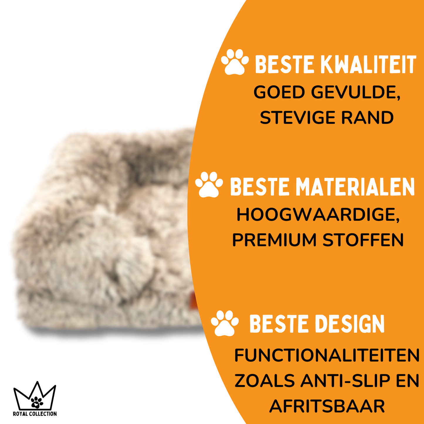 By Cee Cee Origineel Orthopedisch Hondenmand Fluffy Mokka - Royal Collection 80x55x17