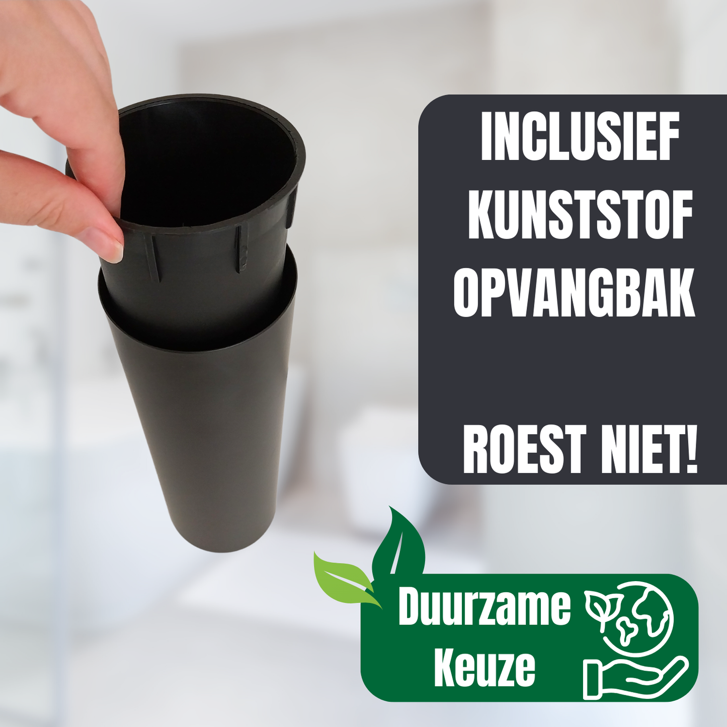 Coopley - Toiletborstel RVS Met Opvangbak Zwart