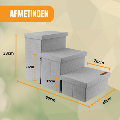 Hondentrap Stevig Model 2025  Met Opbergruimte - Trap Hond - tot 60 KG - Grijs