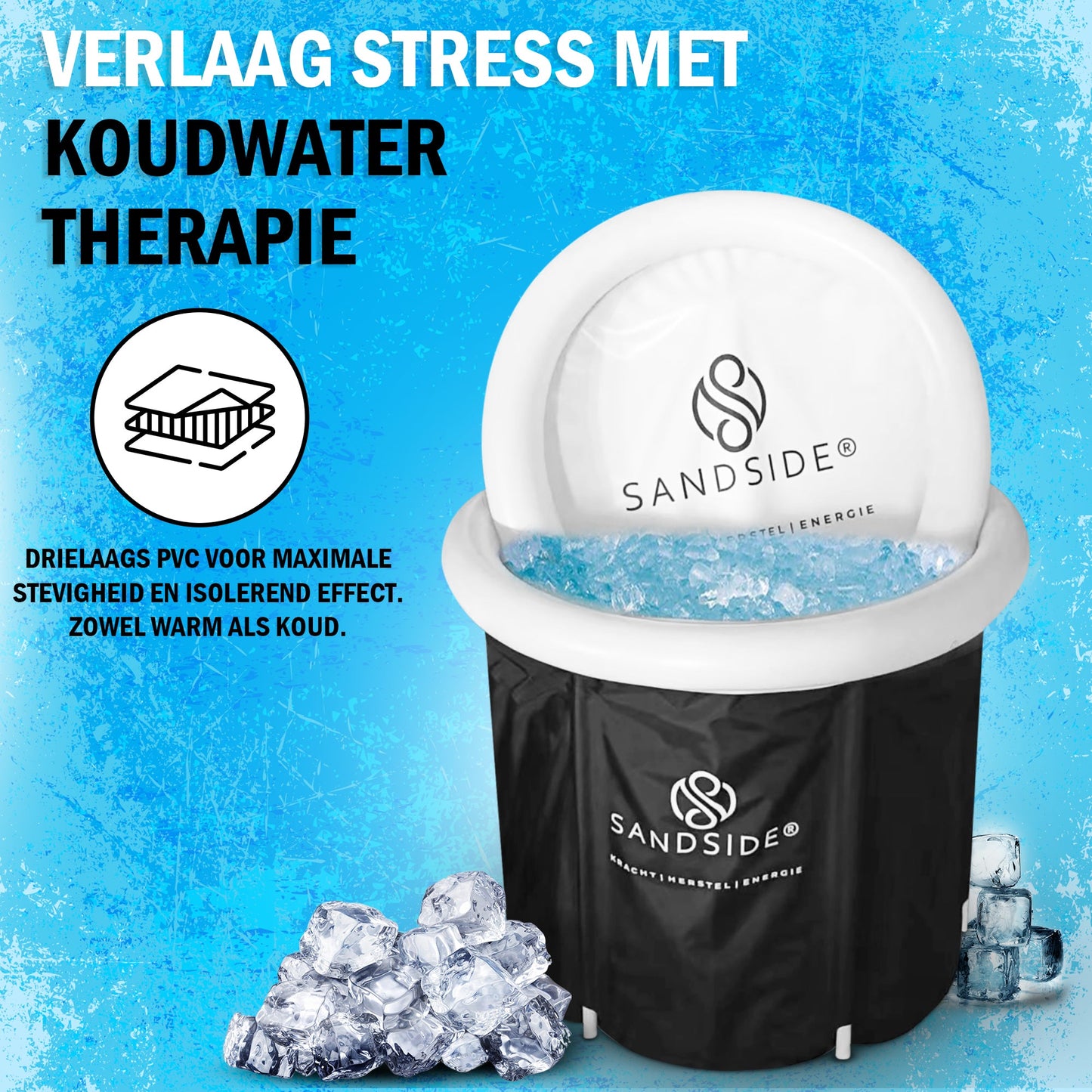 Sandside IJsbad 2024 - Opvouwbaar Bad - Ice Bath - Zitbad Voor Volwassenen - Bath Bucket - Inklapbaar bad - Wim Hof