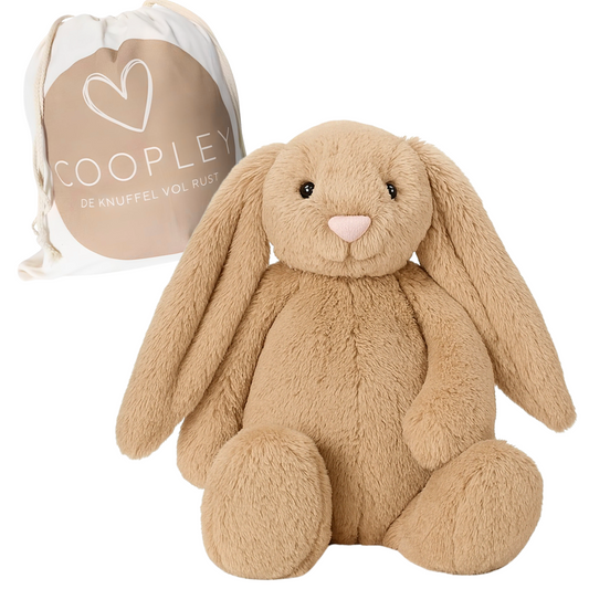 Verzwaringsknuffel 2Kg - Verzwaarde Knuffel - Coco Konijn - Weighted Stuffed Animal - Sensorisch Speelgoed - Voor Kinderen En Volwassenen - Bruin - Met Canvas Opbergtas