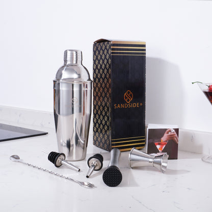 Cocktailset Silber Premium 7-teilig Erstklassig - Luxus-Geschenkbox