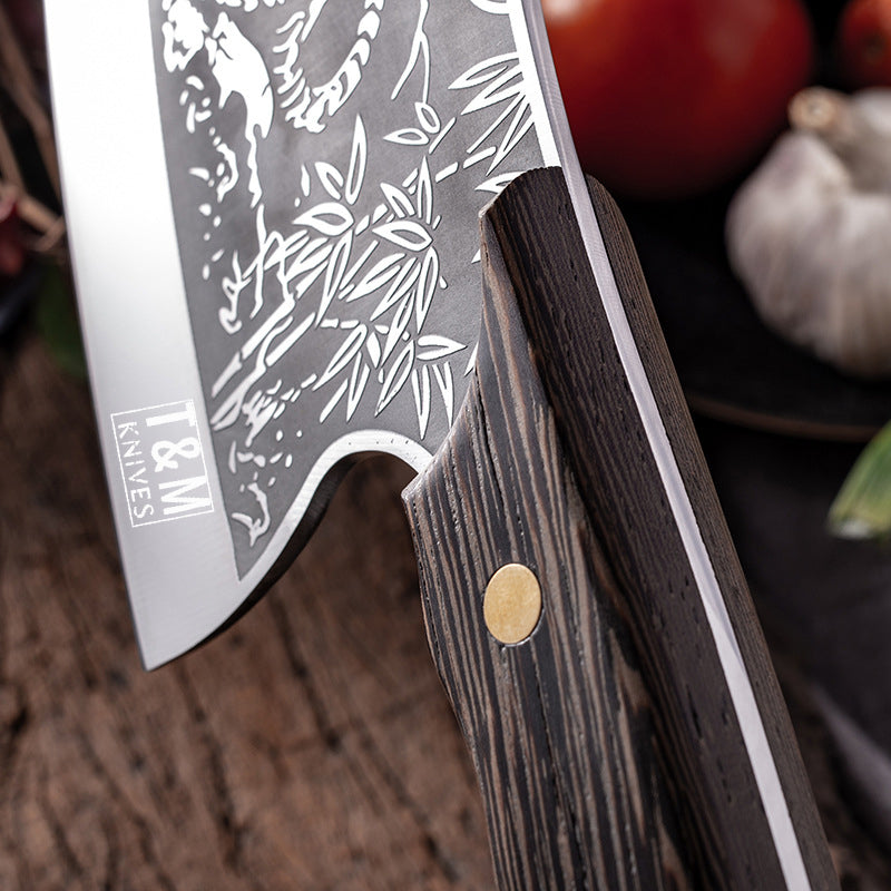 T&M Knives® - Hakmes Thors 32cm - Tijgerprint Koksmes Gelaserd Staal