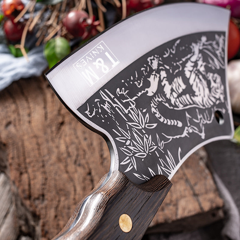 T&M Knives® - Hakmes Thors 32cm - Tijgerprint Koksmes Gelaserd Staal