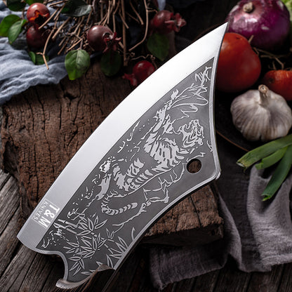 T&M Knives® - Hakmes Thors 32cm - Tijgerprint Koksmes Gelaserd Staal